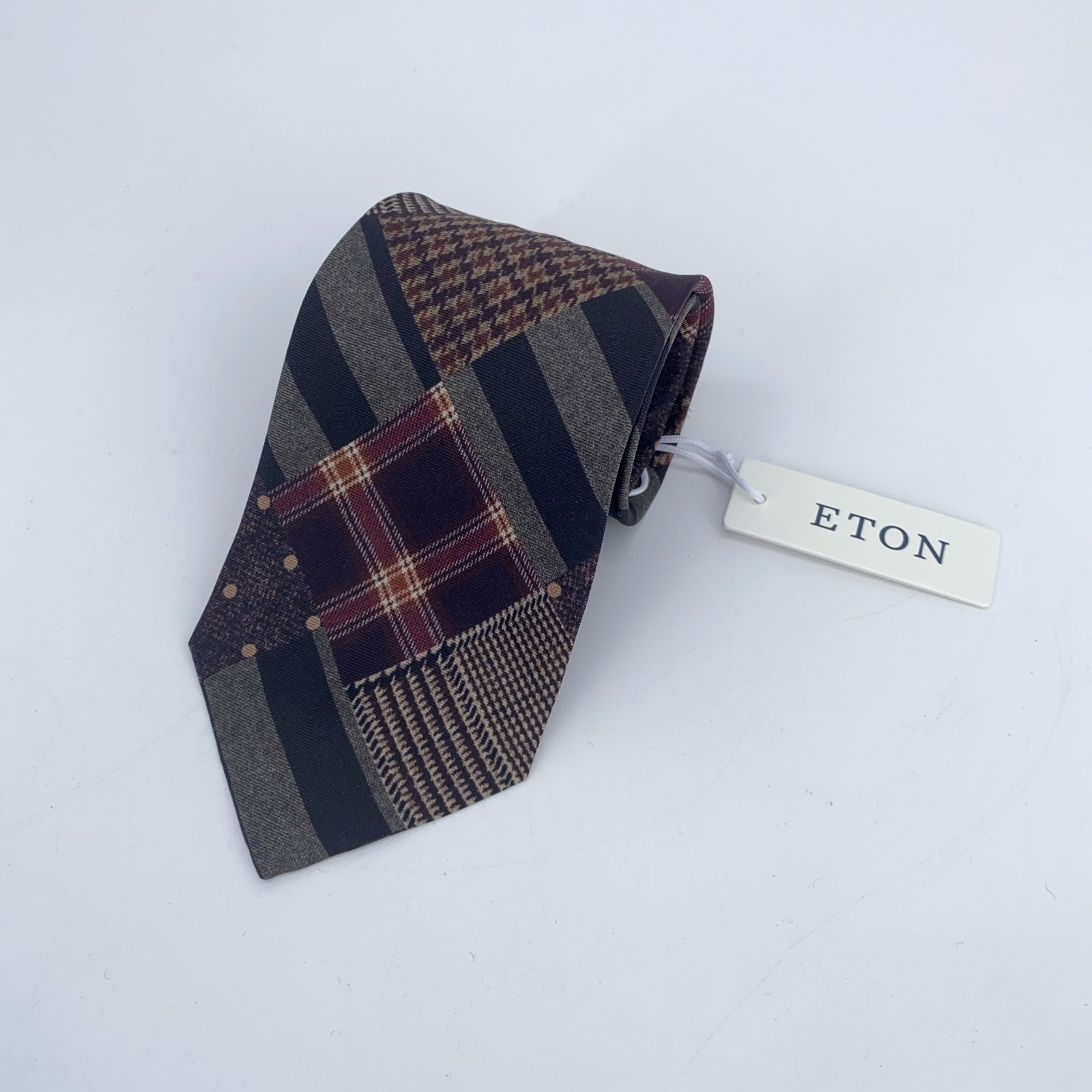 Eton Tie Men One Size Colorful Patterned Silk Classic Fit Necktie Italy Made Nwt
